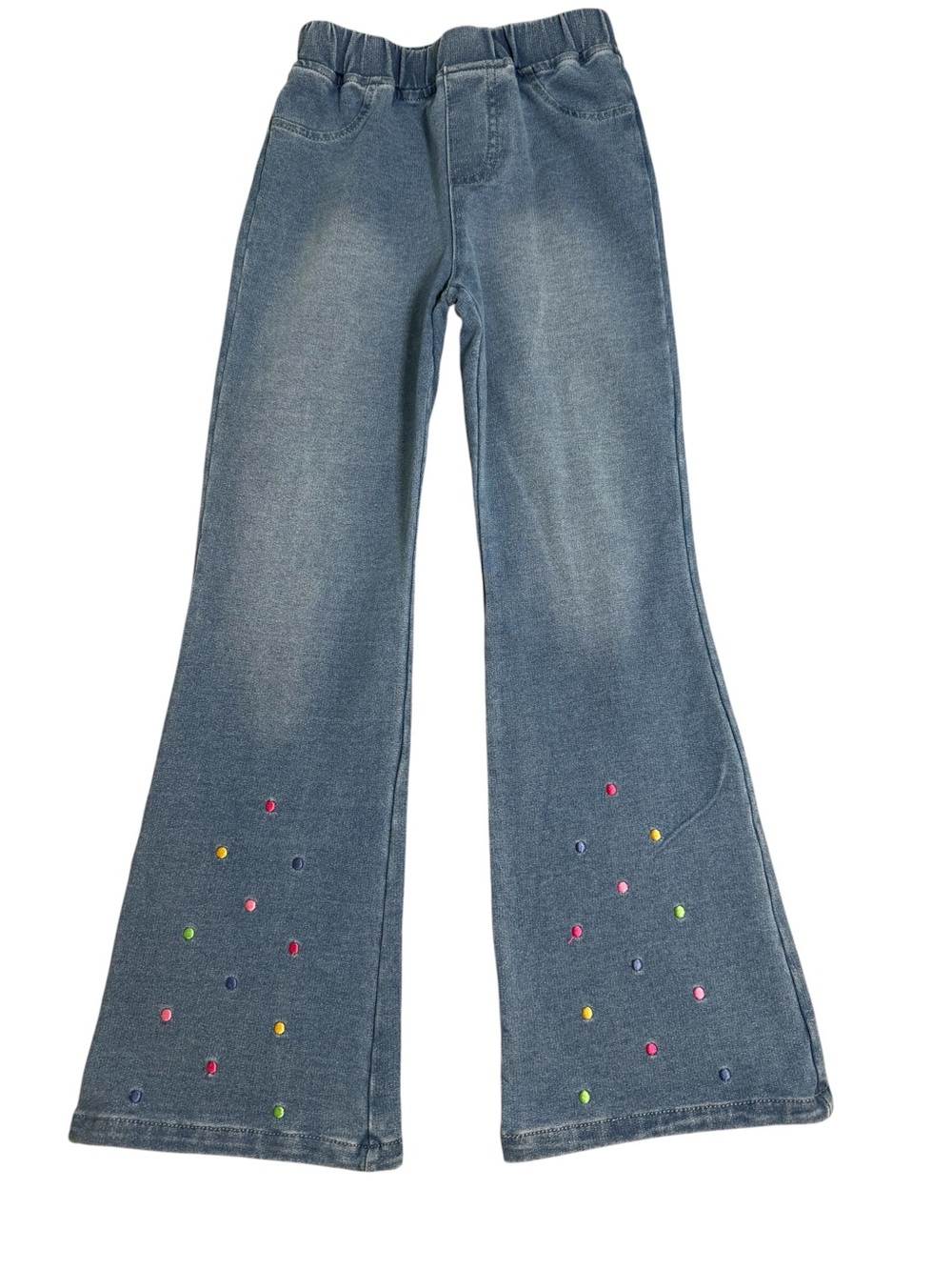 Flapdoodles Denim Wide-Leg Jeans with Multicolored Studs